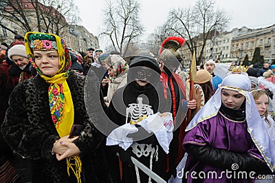 Folk folklore festival New joy has become in Lviv, as part of the Christmas celebration amid Russian invasion. 8 January 2023. Editorial Stock Photo