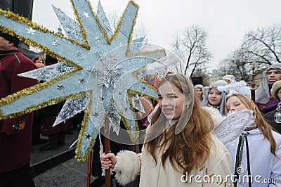 Folk folklore festival New joy has become in Lviv, as part of the Christmas celebration amid Russian invasion. 8 January 2023. Editorial Stock Photo