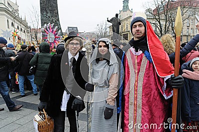 Folk folklore festival New joy has become in Lviv, as part of the Christmas celebration amid Russian invasion. 8 January 2023. Editorial Stock Photo