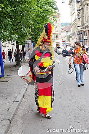 LVIV, UKRAINE - JUNE 9, 2012: German football fans Euro-2012 Editorial Stock Photo