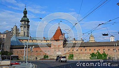 The largest and best-preserved fragment of Lvivâ€™s medieval defense Editorial Stock Photo