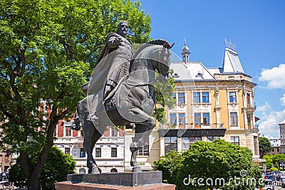 Monument to King Danylo Halytskyi in Lviv Editorial Stock Photo