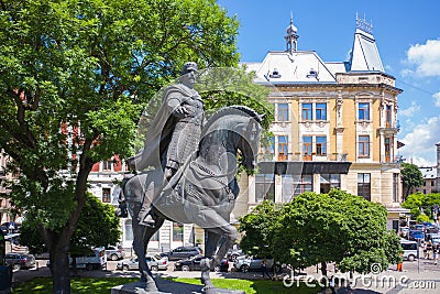 Monument to King Danylo Halytskyi in Lviv Editorial Stock Photo