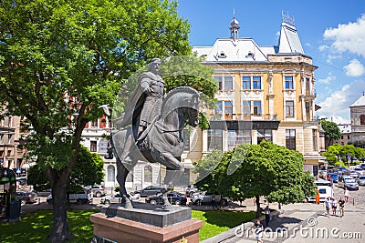 Monument to King Danylo Halytskyi in Lviv Editorial Stock Photo