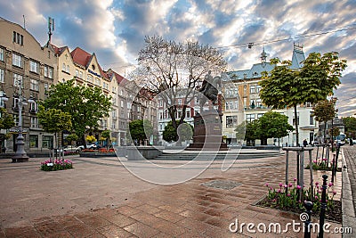 Monument to King Danylo Halytskyi in Lviv Stock Photo