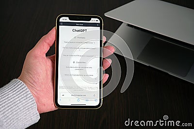 Lviv, Ukraine - 03 11 2023: OpenAI To Offer Commercial Version Of ChatGPT, smartphone display with Chat GPT login screen on the Editorial Stock Photo