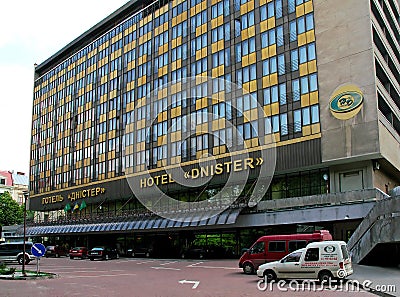 Lviv, Ukraine: Premier Hotel Dnister on Yana Mateika Street Editorial Stock Photo
