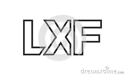 LXF logo design template with strong and modern bold text. Initial based vector logotype featuring simple and minimal typography. Vector Illustration