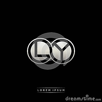 LY initial letter linked circle capital monogram logo modern template silver color version Vector Illustration