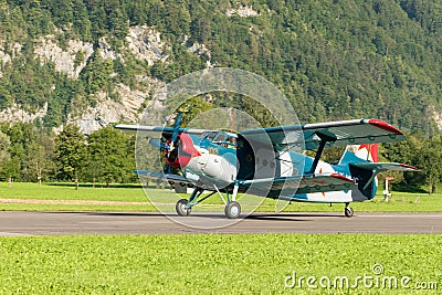 LY-MHC Antonov AN-2 airplane in Mollis in Switzerland Editorial Stock Photo