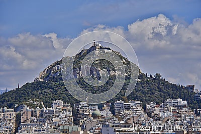 Lycabetus hill and Athens cityscape Stock Photo