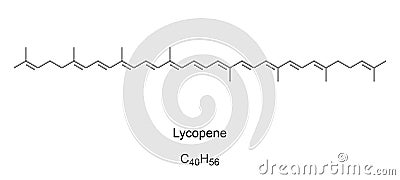 Lycopene, red color of tomatoes, E160d, chemical formula Vector Illustration