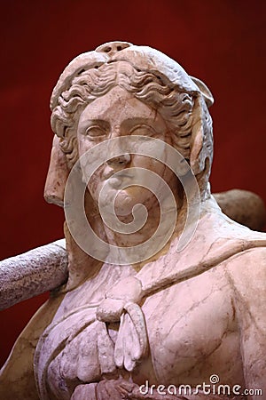 Lydian queen Omphale from the myth of Hercules. Ancient Roman statue, close-up Editorial Stock Photo