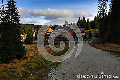 Lyer Brewery, autumn scenery in the vicinity of Modrava, Czech republic Stock Photo