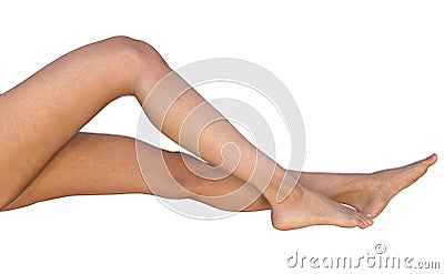 Lying barefoot stretched and bent female legs Cartoon Illustration