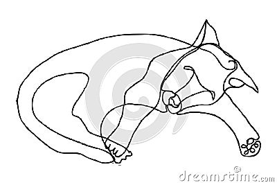 lying cat simple vector sketch single one or continuous line Stock Photo