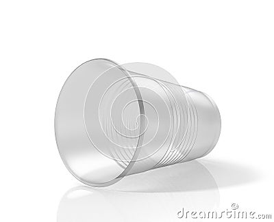 Lying horizontally transparent plastic cup. Stock Photo