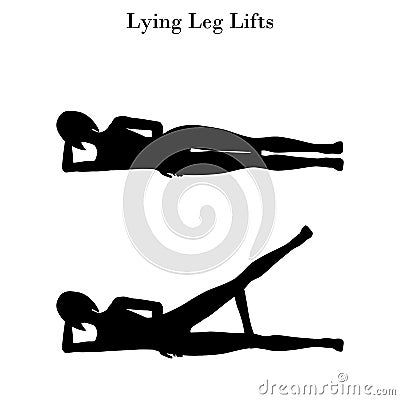 Lying leg lifts exercise silhouette Vector Illustration