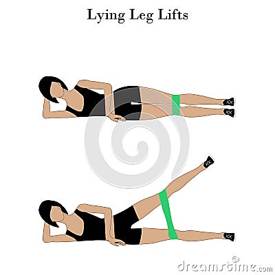 Lying leg lifts exercise Vector Illustration