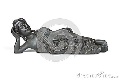 Lying stone buddha statue Stock Photo