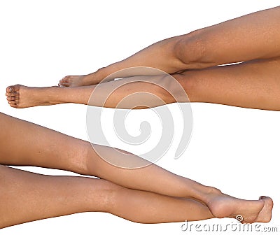 Lying stretched and relaxed female legs Cartoon Illustration