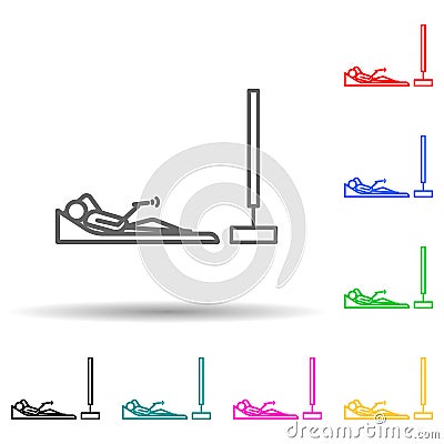 lying watching tv outline multi color style icon. Simple thin line, outline vector of lazy icons for ui and ux, website or mobile Stock Photo