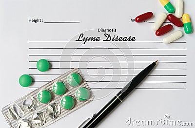 Lyme Disease diagnosis written on a white piece of paper Stock Photo