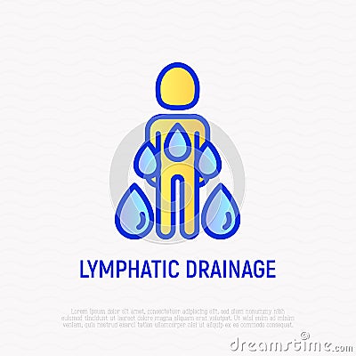 Lymphatic drainage thin line icon, stimulation of lymph to remove toxins and water from body. Modern vector illustration Vector Illustration