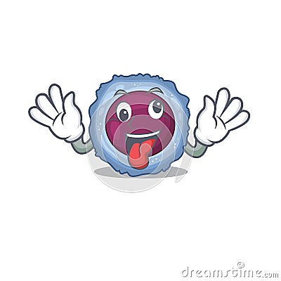 Lymphocyte cell Cartoon character style with a crazy face Vector Illustration