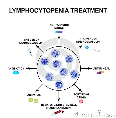 Lymphocytopenia treatment. Decreased lymphocytes in the blood. Infographics. Vector illustration on isolated background. Vector Illustration