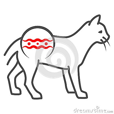 Lymphosarcoma in cat thin line icon, Diseases of pets concept, intestinal damage in kitten sign on white background Vector Illustration