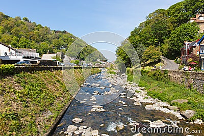 Lynmouth Devon England UK river running through the town Stock Photo