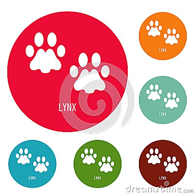 Lynx step icons circle set vector Vector Illustration