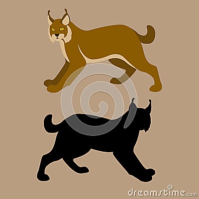 Lynx vector illustration style Flat silhouette Vector Illustration