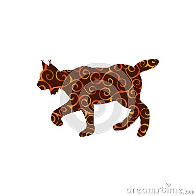Lynx wildlife color silhouette animal Vector Illustration