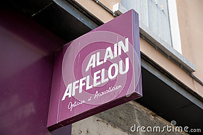 alain afflelou logo brand and text sign wall facade entrance french store street optic Optician Editorial Stock Photo