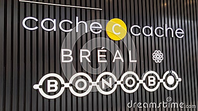 Cache Cache bonobo breal brand sign and logo text chain wall facade of shop entrance for fashion Editorial Stock Photo