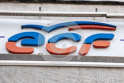 ECF logo brand and text sign wall facade french school learning driving car Editorial Stock Photo