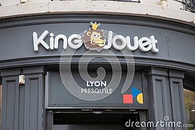 King Jouet lyon game and child toy store logo sign kids children baby toys brand text on Editorial Stock Photo