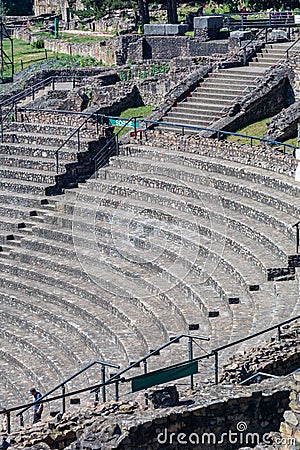 Remains of the Roman theater in Lyon Editorial Stock Photo