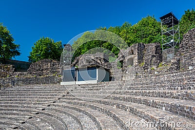 Remains of the Roman theater in Lyon Editorial Stock Photo