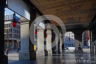 Arcades under the opera house of Lyon Editorial Stock Photo