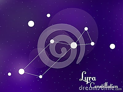 Lyra constellation. Starry night sky. Cluster of stars, galaxy. Deep space. Vector illustration Vector Illustration