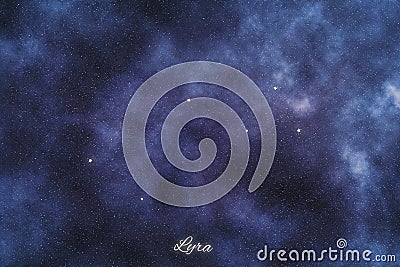 Lyra star constellation, Brightest Stars, Lyre, Harp constellation Stock Photo