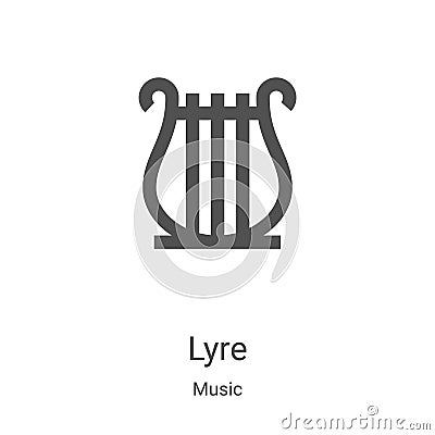 lyre icon vector from music collection. Thin line lyre outline icon vector illustration. Linear symbol for use on web and mobile Vector Illustration