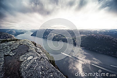 Lysefjord From Pulpit Rock Stock Photo