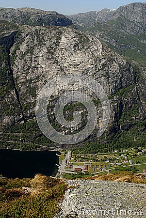 Lysefjord village Stock Photo