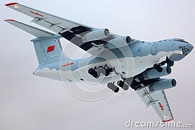 Lyushin IL-76MD RA-78699 for China air force makes test flight in Zhukovsky. Editorial Stock Photo