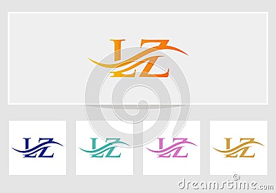 LZ Logo design vector. Swoosh letter LZ logo design. Initial LZ letter linked logo vector Vector Illustration
