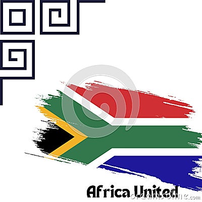 White background, Africa United written in black and South African flag Stock Photo